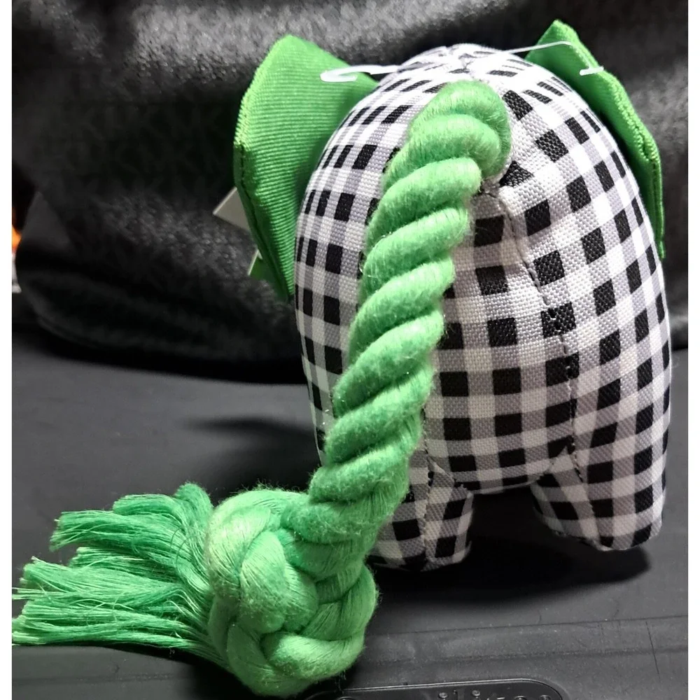 Kate Spade Elephant Squeak Toy, Black, White‎ and Green, 5 x 7 x 4 inches